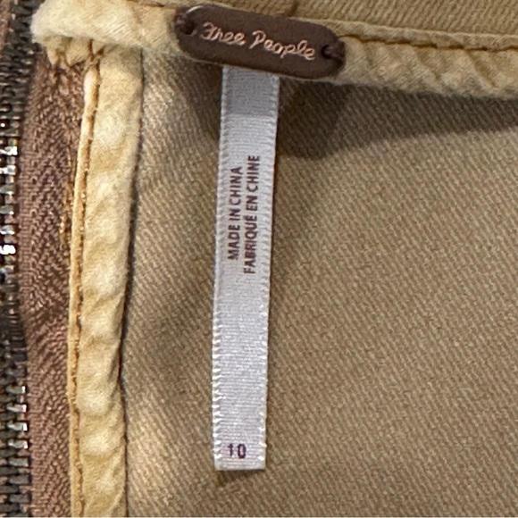 Free People Women’s Modern Femme Khaki Golden Denim Jean Short Mini Skirt Sz 10 - Picture 4 of 6